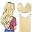 GOO GOO Wire Hair Extensions Human Hair, 613R Bleach Blonde Natural 12inch 70g, Invisible Wire Hair Extensions with Transparent, Seamless Fish Line Hairpiece