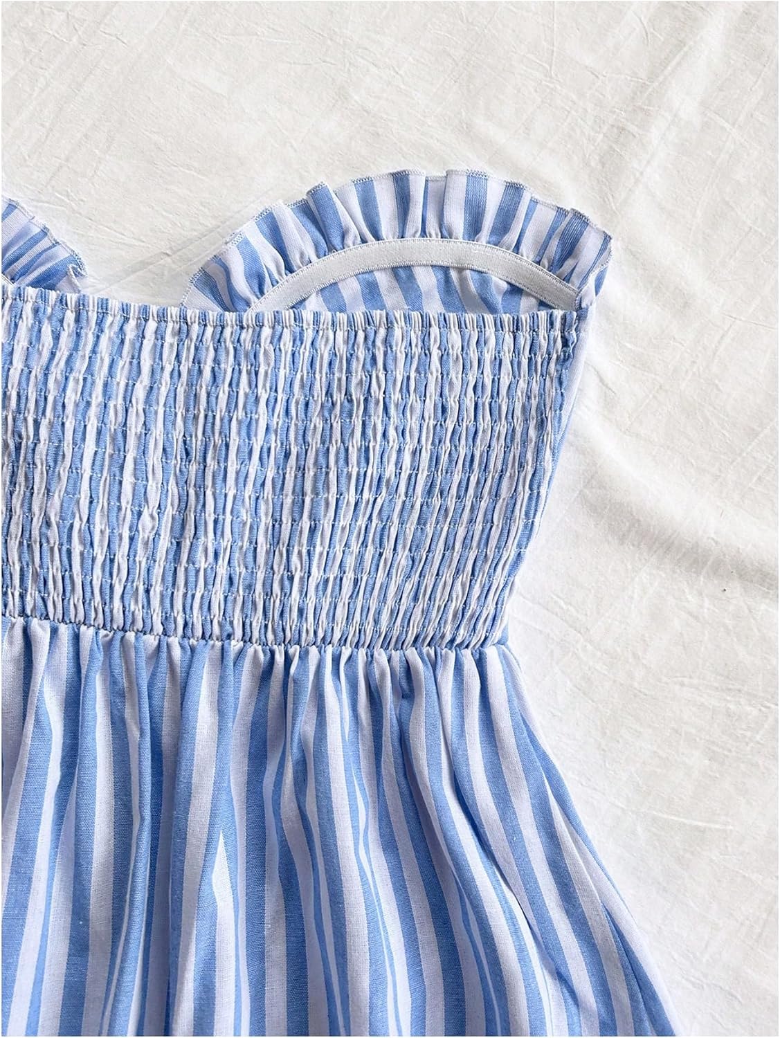 SOLY HUX Women's 2 Piece Outfits Striped Tie Knot Front Peplum Ruffle Tube Tops and Shorts Summer Vacation Set - Image 4