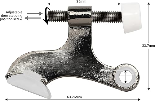 Vista 45 de Paquete de 5 tope de puerta Rok Hardware ajustable de alta resistencia con acabado de latón, ROKDSP1B