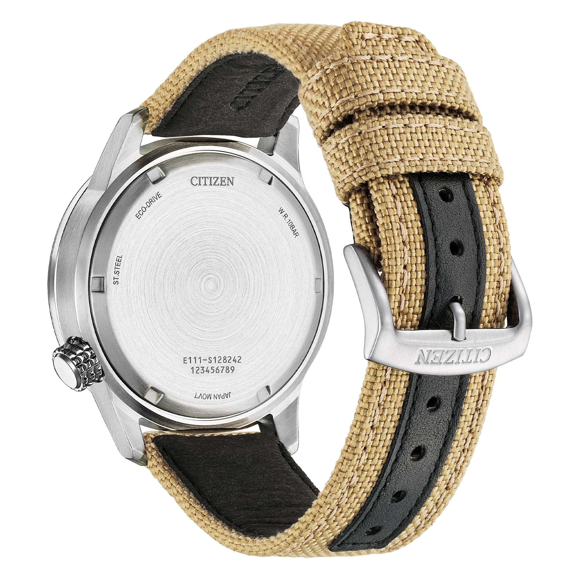 Citizen Orologio analogico unisex con cinturino in pelle BM7550-10E, Argento