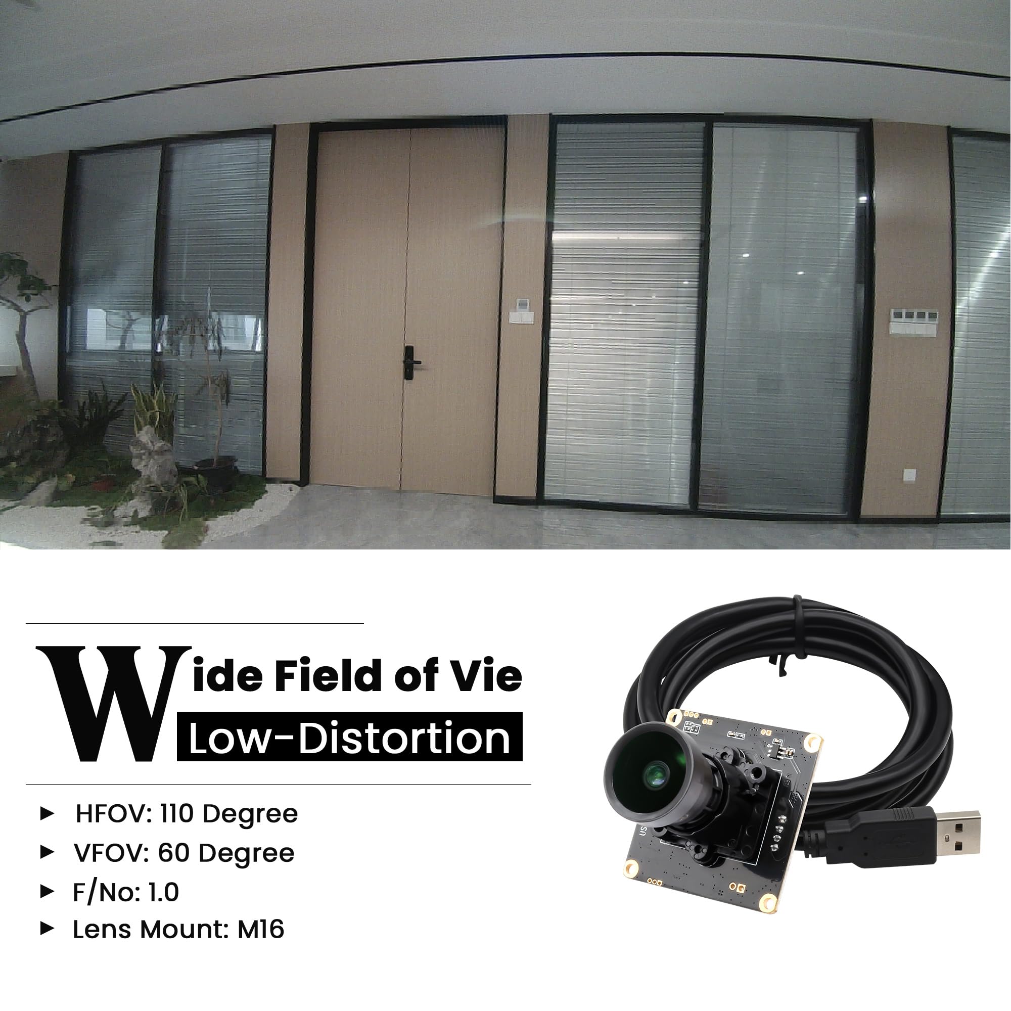 Svpro Module de caméra USB 1080P Starlight 0,0001 Lux F1.6 Grand angle 110° sans distorsion Plug & Play