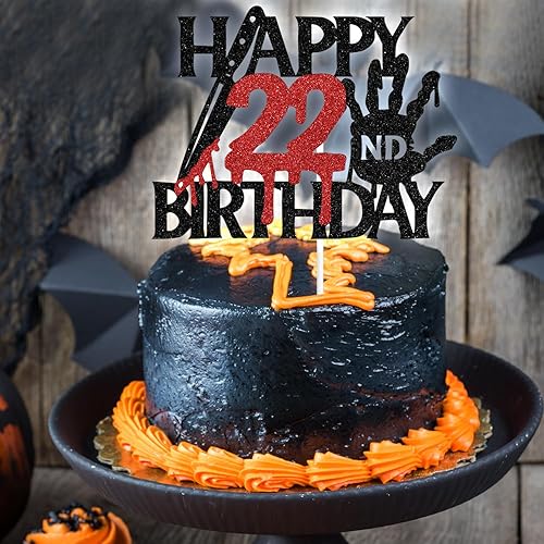 Miniatura 10 de Decoración para tartas de cumpleaños número 16 con purpurina negra, con texto en inglés Have a Killer Birthday o nivel 16 desbloqueado, decoración