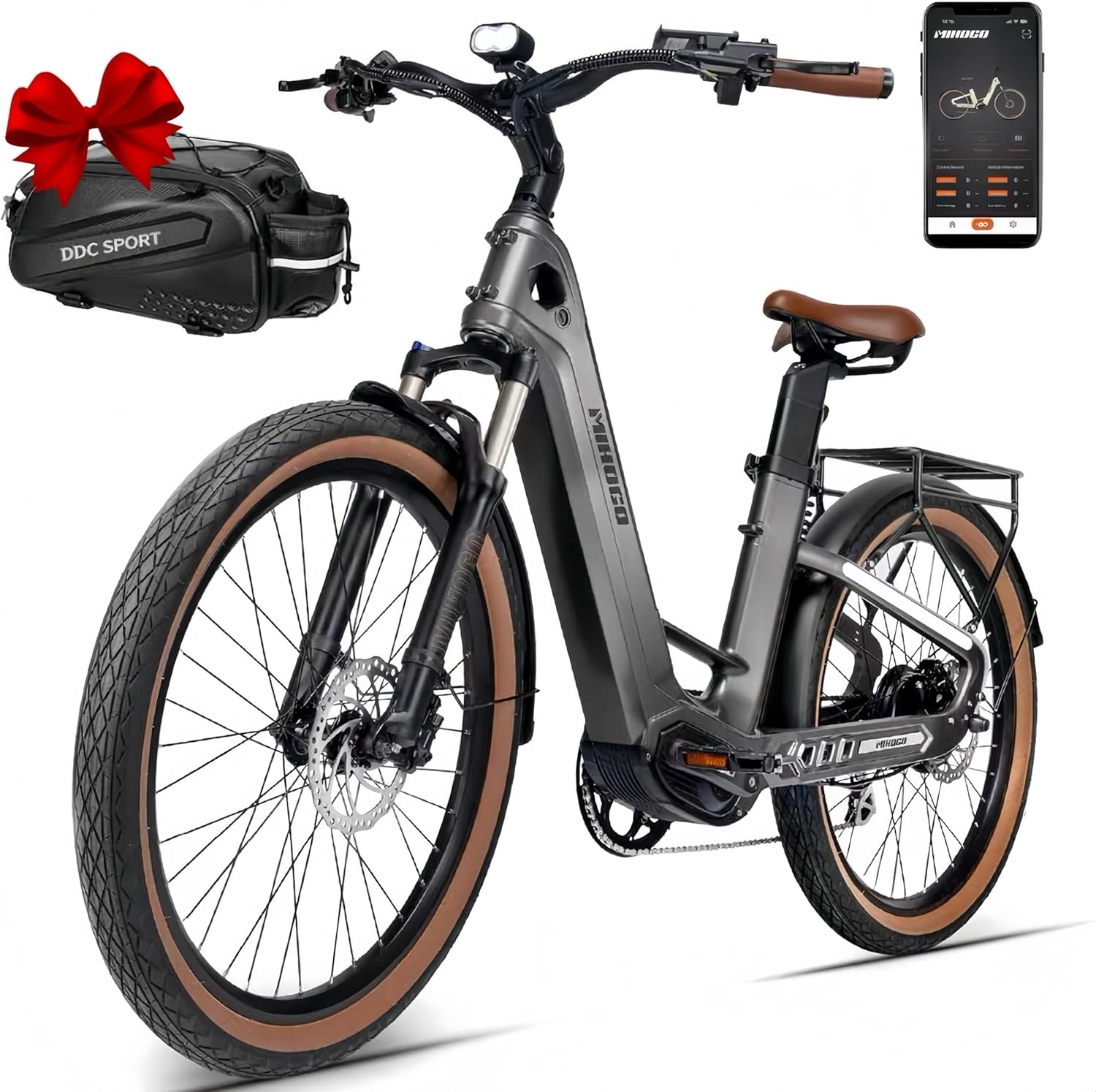 Carbon Fiber Electric Bike for Adults, Peak 1000W Motor 25MPH Ebike with 48V 19.2AH Removable Dual Batteries, 128 Miles Range, 26'' Big Tires, 7-Speed, Electric Bicycle for Men/Women