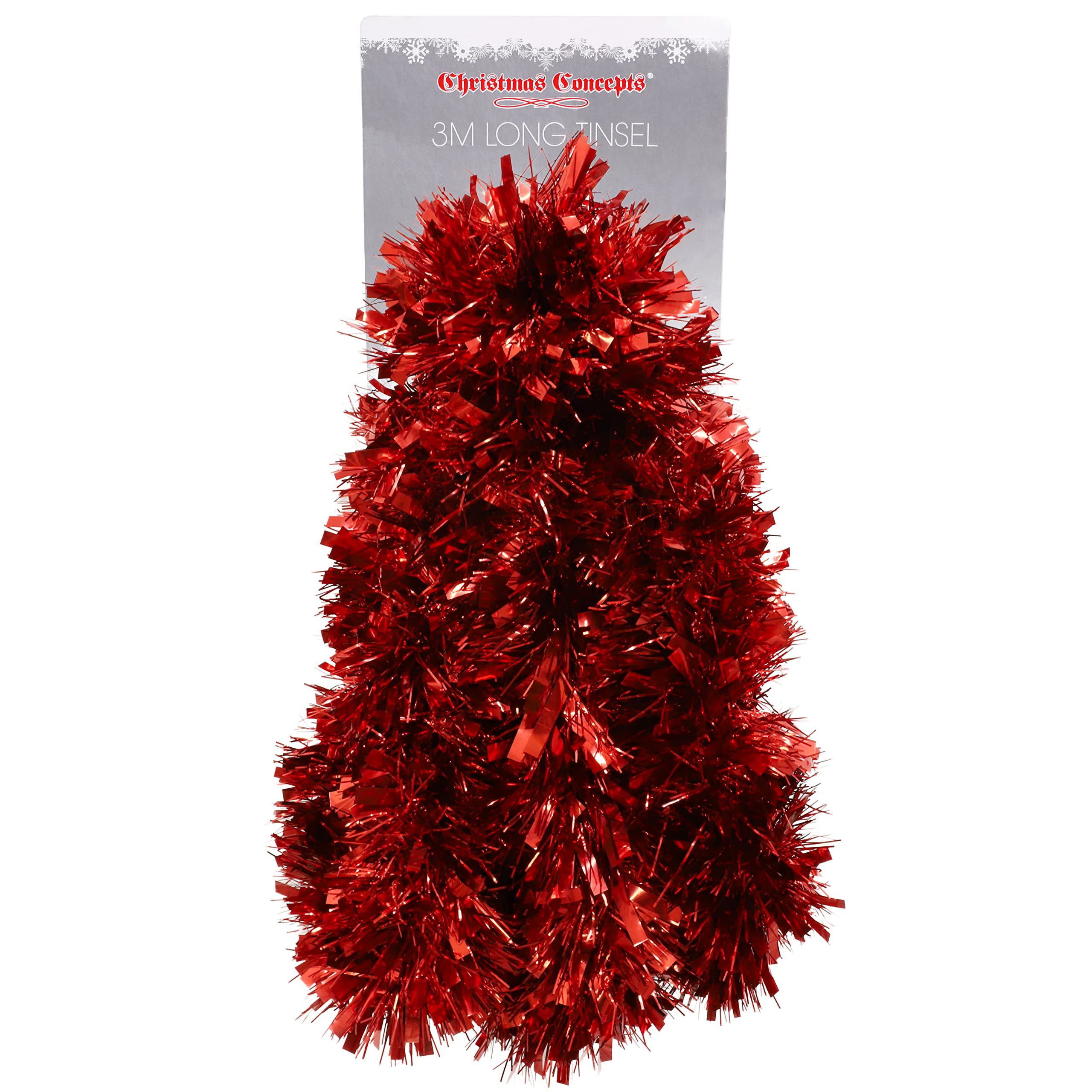 Christmas Concepts Red Christmas Concepts® 3M (9.8Ft) Chunky/Fine Christmas Tinsel - Christmas Decoration Tinsel (Red)