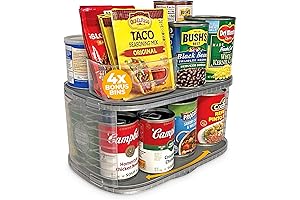 Kitchen Storage Lazy Susan, 2-Tier Rotating Turntable Organizer for Cabinet/Pantry