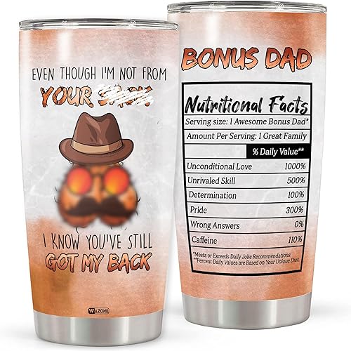 Vaso de viaje con aislamiento de 20 onzas, con datos nutricionales para papá, regalo de cumpleaños, Navidad, para papá, padrastro