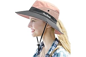 Women's Sun Hat with Ponytail Hole for Beach