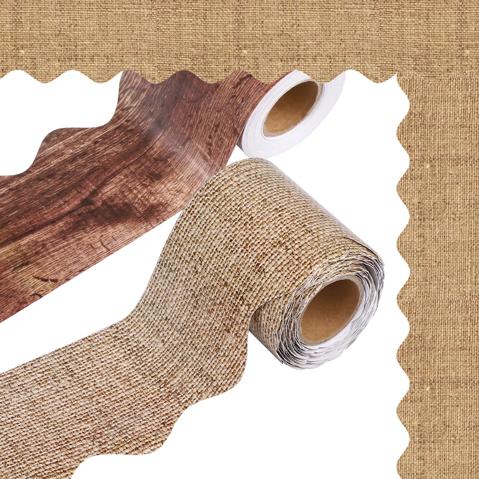 Buy 2 Rolls 36.1 Feet Burlap Bulletin Board Border Trim Strips Back to