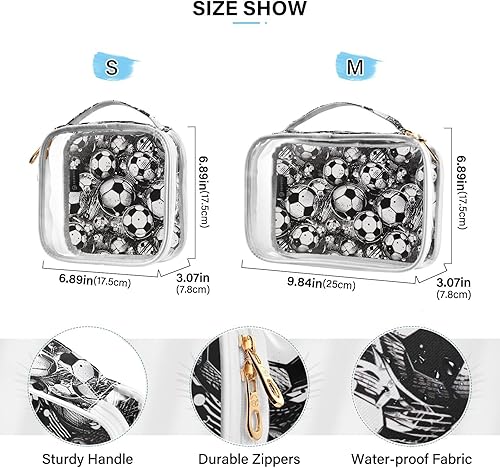 Miniatura 4 de Funny Soccer Clear Toiletry Bag for Traveling,2 Pack Makeup Cosmetic Bag with Zipper,Travel Bag for Toiletries,Travel Essentials 21214800