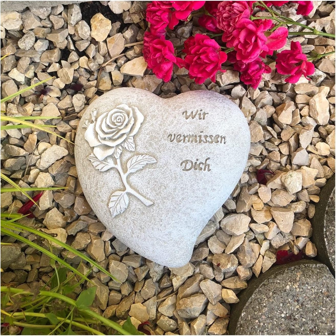 Radami Grabherz Gedenkstein - Wir Vermissen Dich Steinguss 10cm Natur