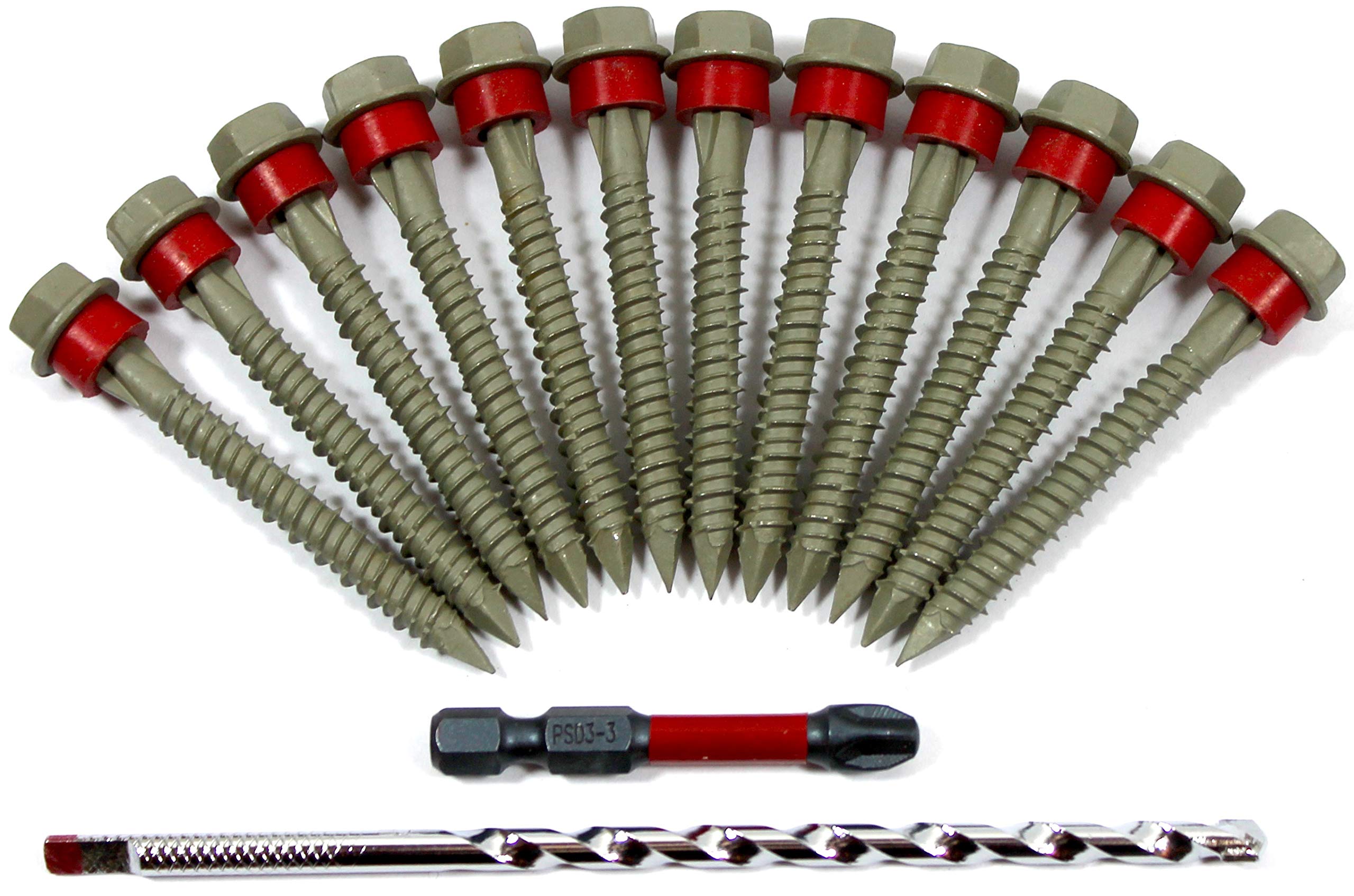 Velocity Red Seal Hex Head and Flat Head Concrete Screws (Hex Head