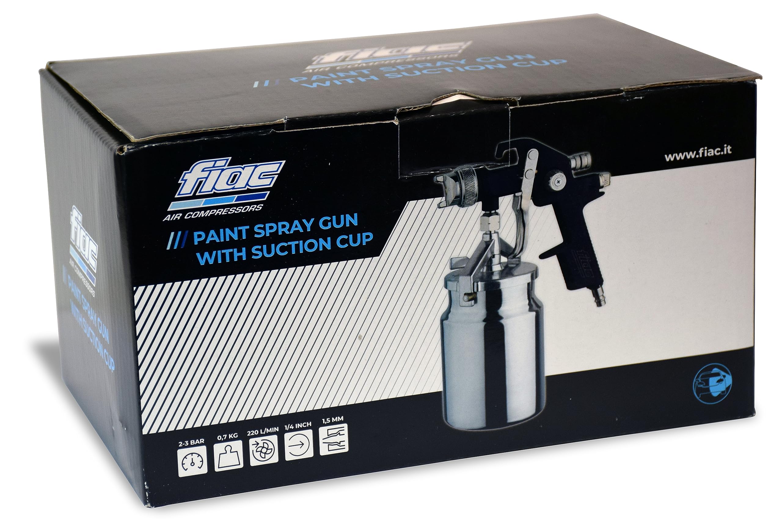 FIAC Pistola a Spruzzo per Verniciare modello 1865, Aerografo semi-professionale con Serbatoio per Vernice da 1L, Ugello in Inox, Pressione Max 3 Bar