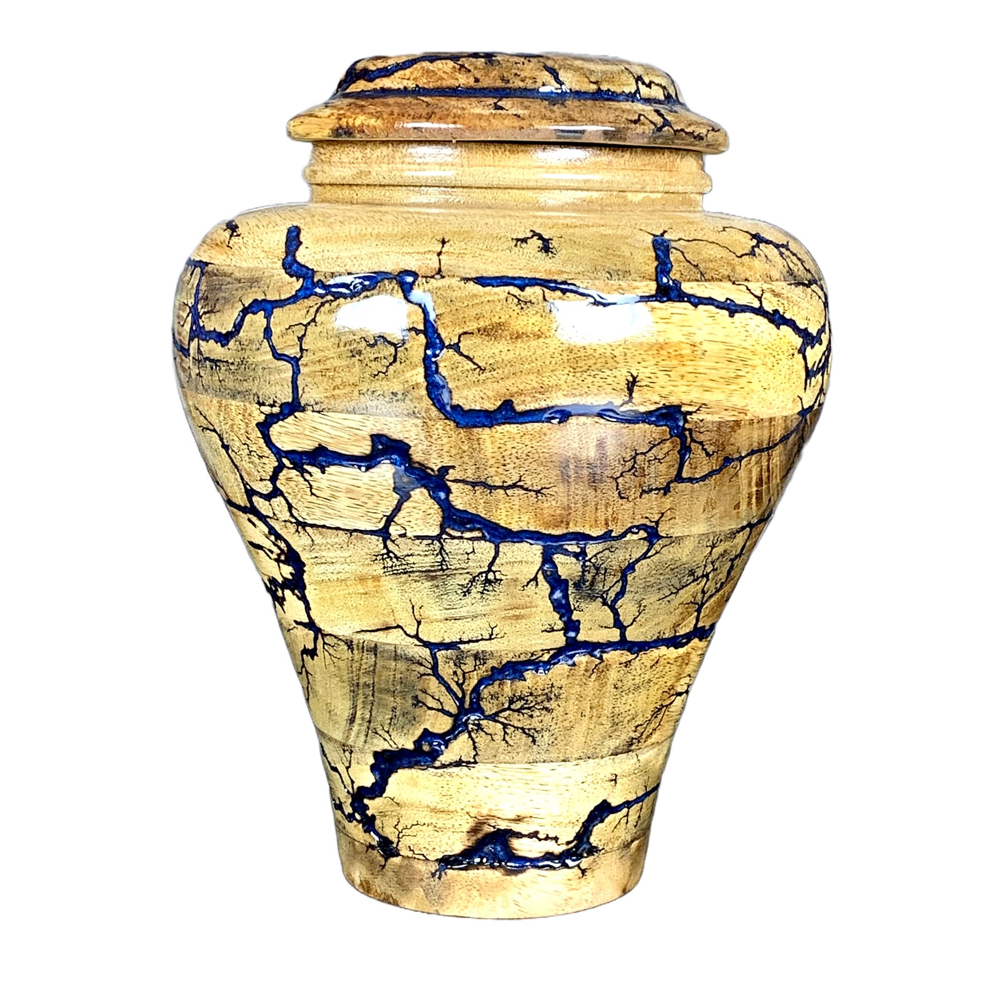 Prime Art Wooden Urns for Human Ashes Adult Cremation Urns Funeral Urns for Adult Ashes Burial Urns for Human Ashes Adult (Blue, XLarge (300Cu/Inches))