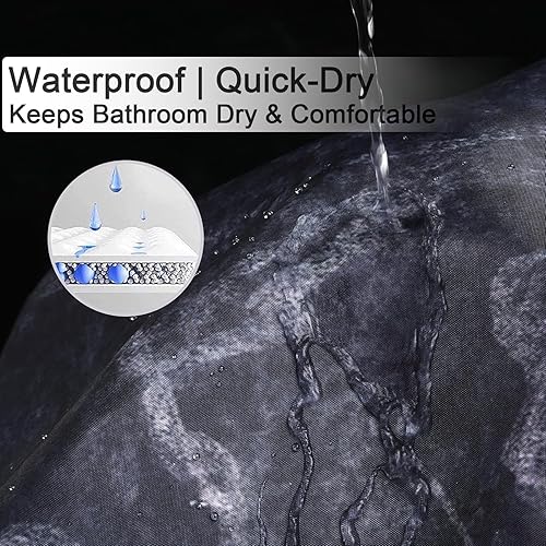 Miniatura 5 de Hipposama Cortina de ducha de mármol, juego de cortina de ducha de mármol negro, abstracto, lujoso, negro, gris, dorado, con textura de venas para