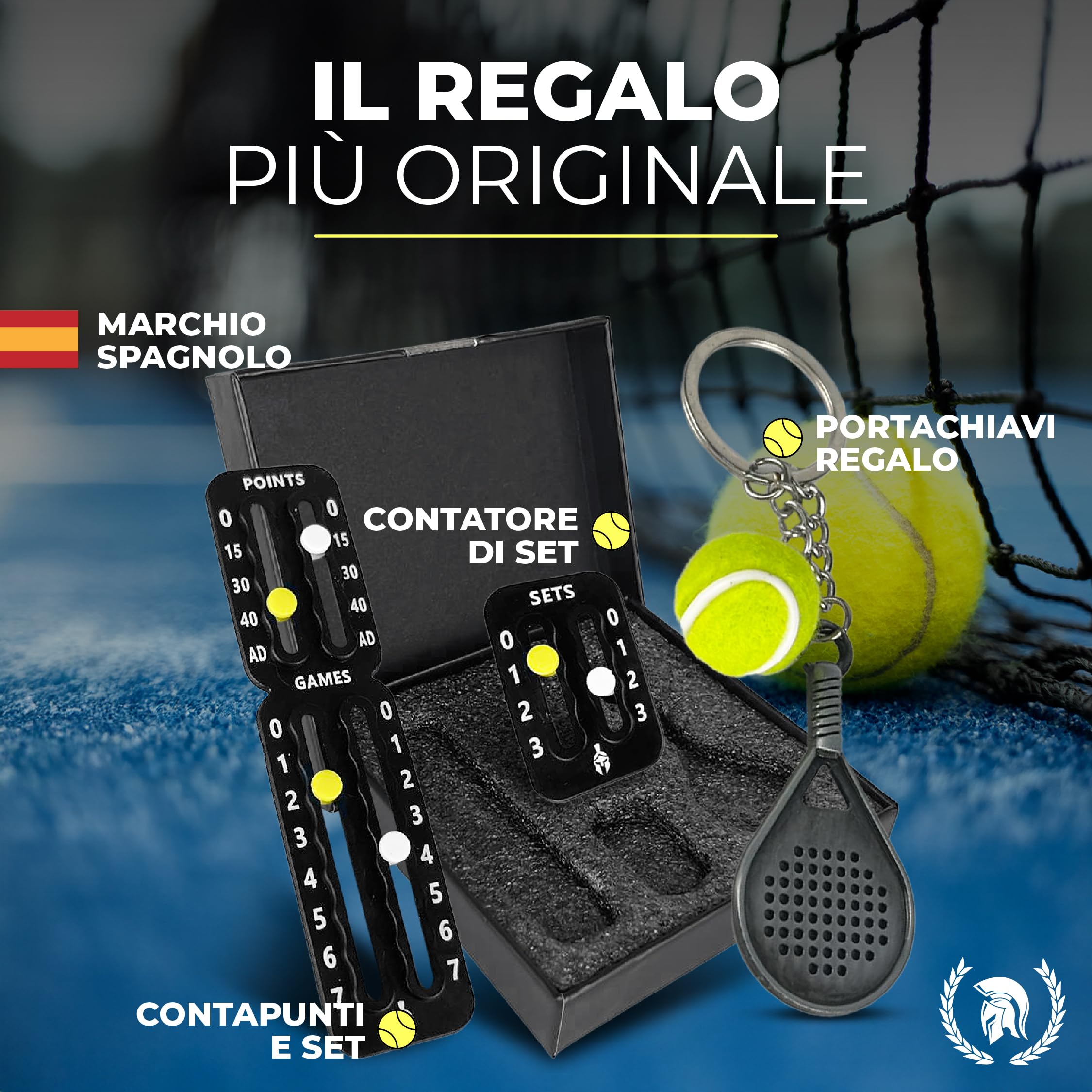 Porta-punteggi portatile per racchetta da tennis, con supporto per la