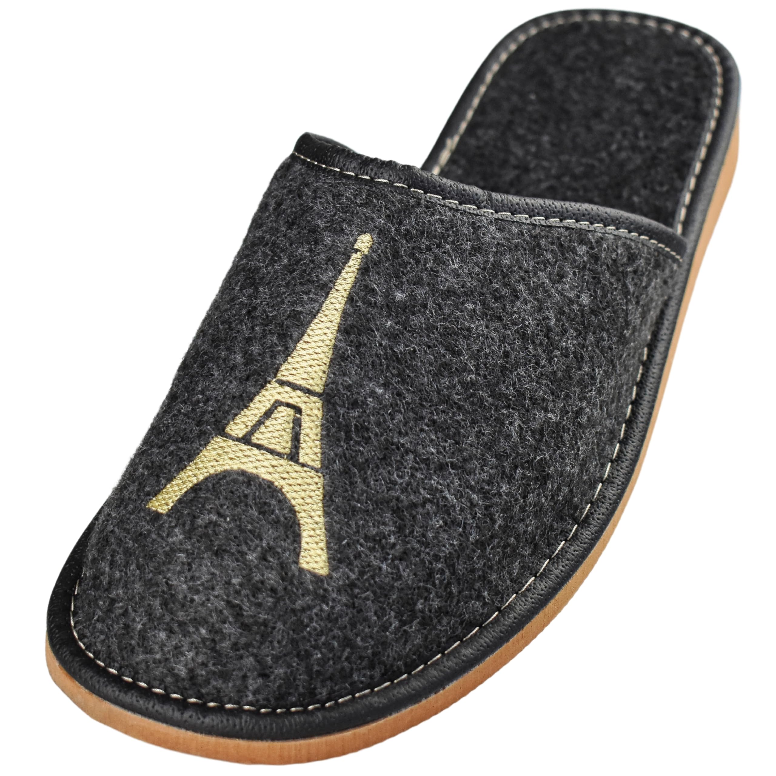 APREGGIO Men's Slippers - Men's Felt Slippers - Slippers with Embroidery - Felt Slippers - Indoor Men's Shoes - Winter Slippers Men