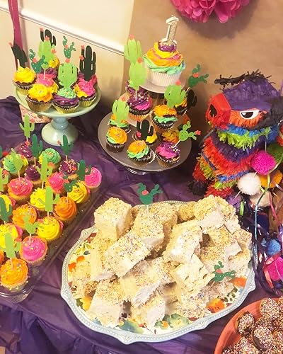 Miniatura 5 de Honbay 24 piezas de cactus para tartas y cupcakes, palillos de frutas, suministros para fiestas temáticas de cactus hawaianos