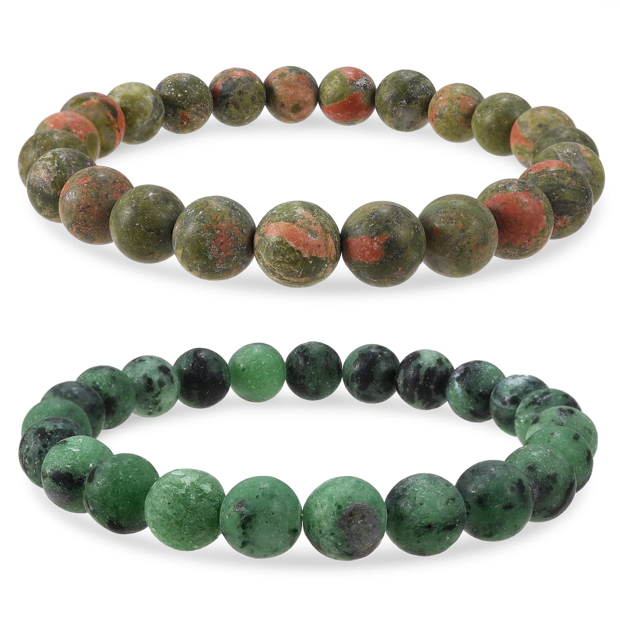 Bivei Natural Gemstone Semi Precious Healing Crystals Handmade Stretchy Round Beads Bracelet Stocking Stuffers for Women Enhance Positive