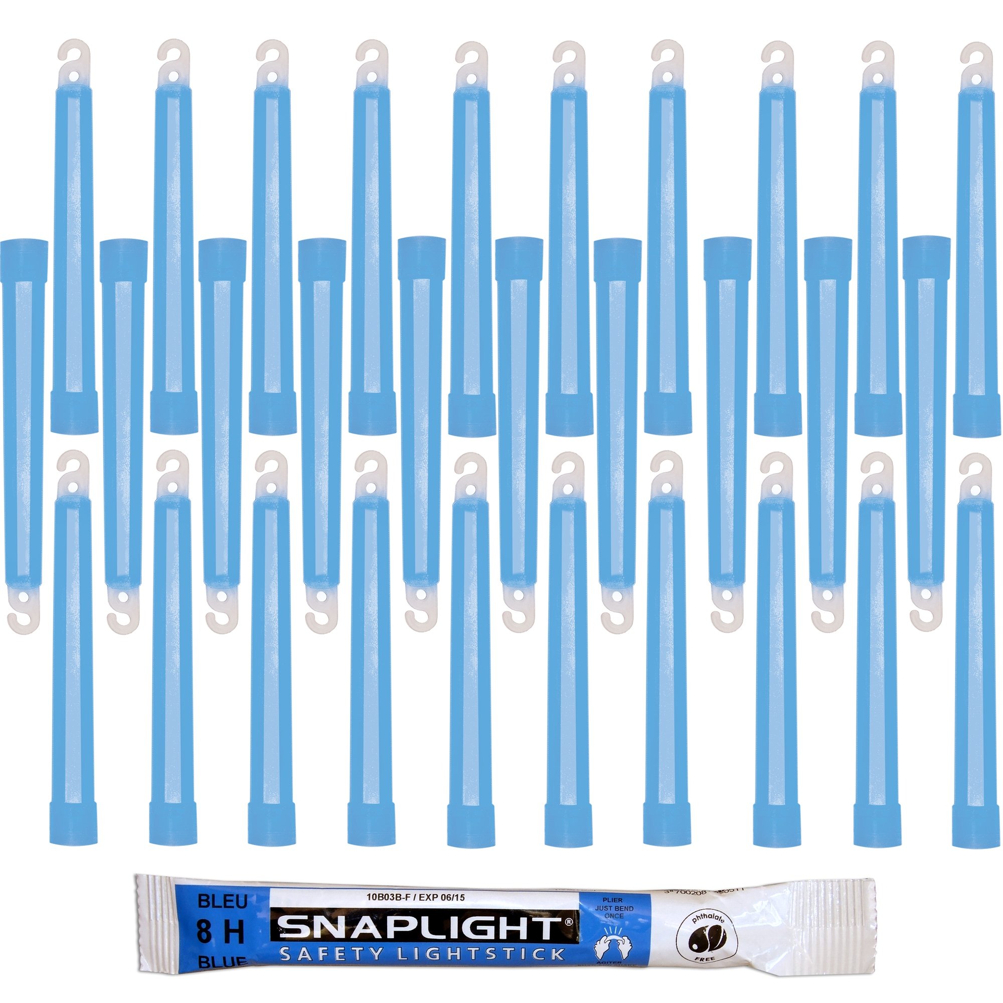 SnapLight Blue Light Sticks – 6 Inch Industrial Grade, High Intensity Glow Sticks with 8 Hour Duration (Pack of 30)