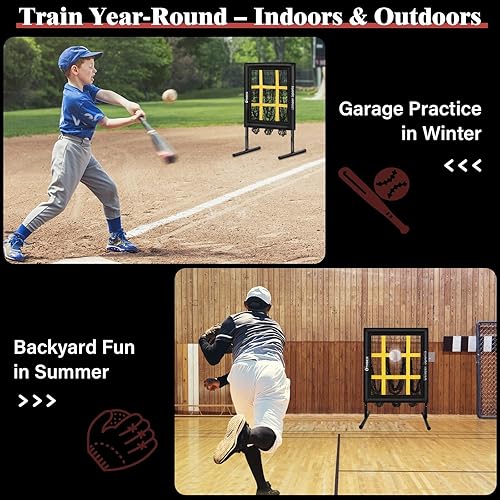 Miniatura 6 de Utheer Red de lanzamiento con zona de huelga de 9 hoyos, red de lanzamiento de béisbol de altura ajustable para lanzar, equipo de entrenamiento Red