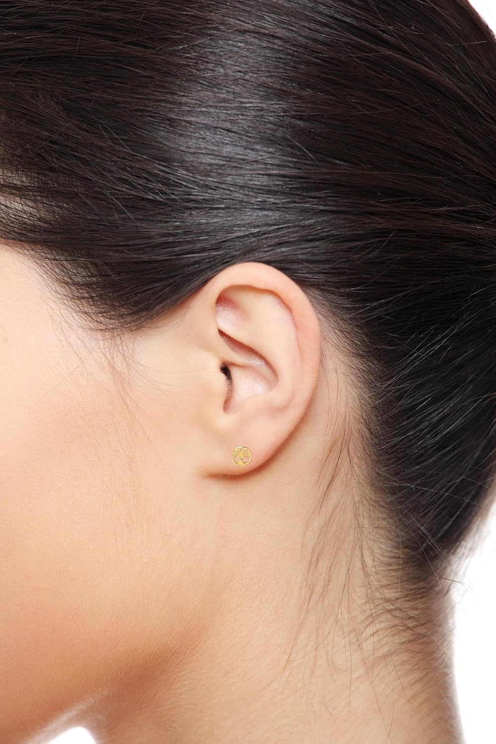 14k REAL Yellow Gold Tree of Life Stud Earrings with Screw Back