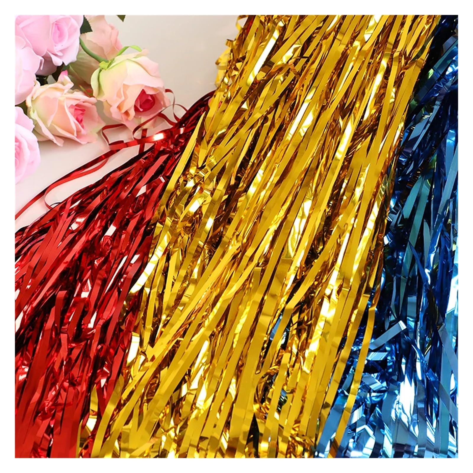 Rideaux à Pampilles Paillettes, 34 pièces, Fournitures de décoration Fond for fête d'anniversaire Mariage, Enterrement Vie Jeune Fille pour Cuisine(Gold)