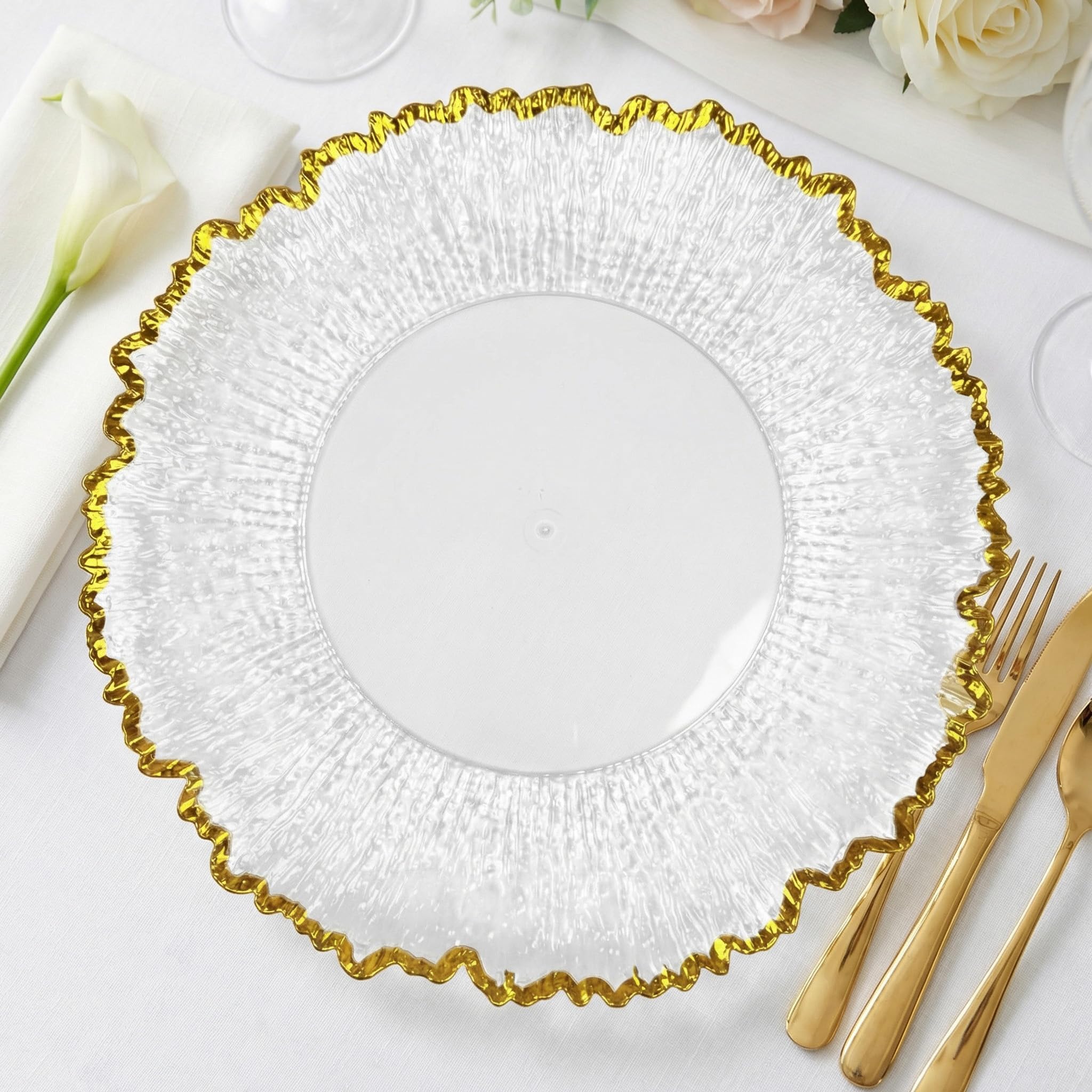 CN.JIAHE Gold Reef Textured Rim Charger Plates