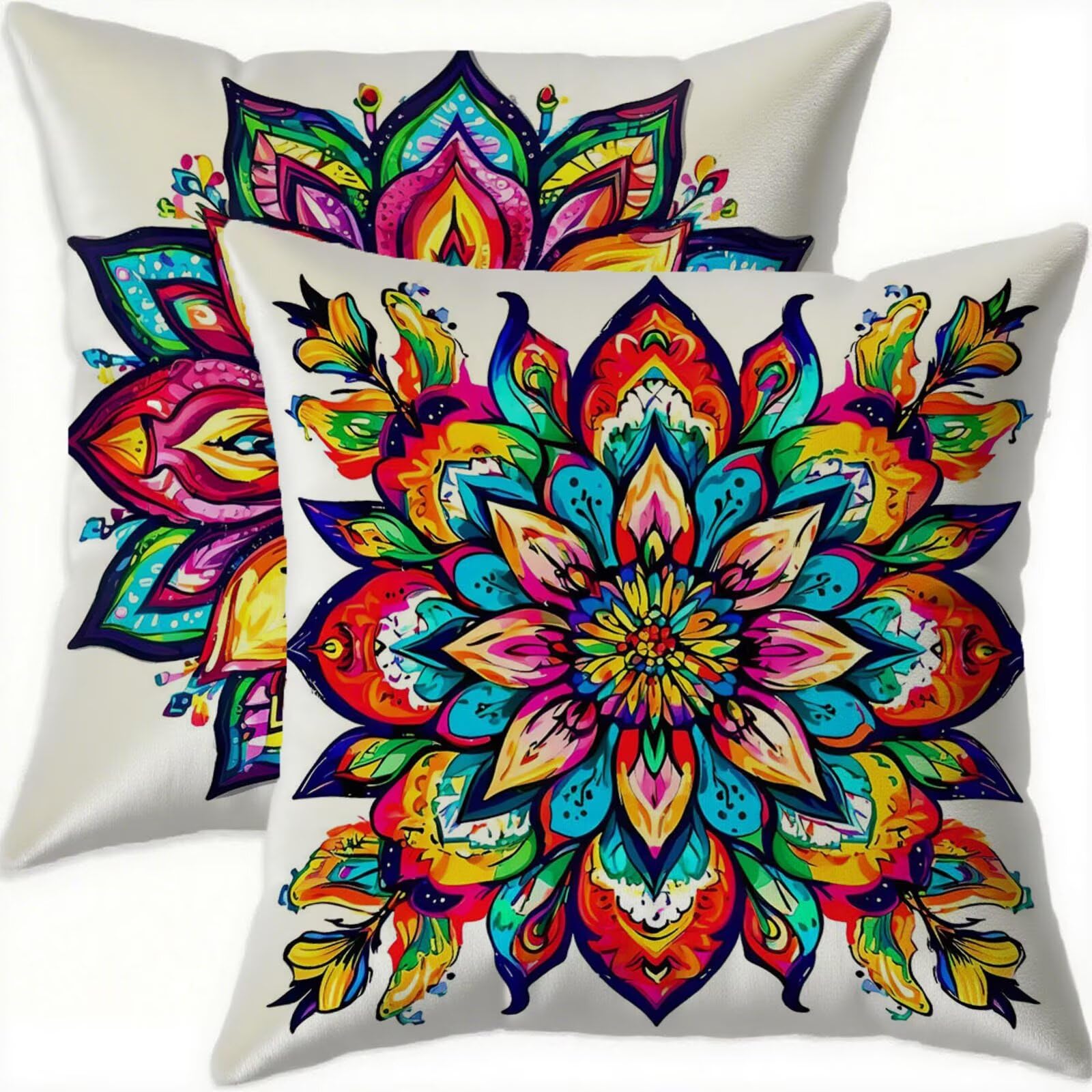 Housse coussin 75x75cm vintage en velours imperméable lot de 2