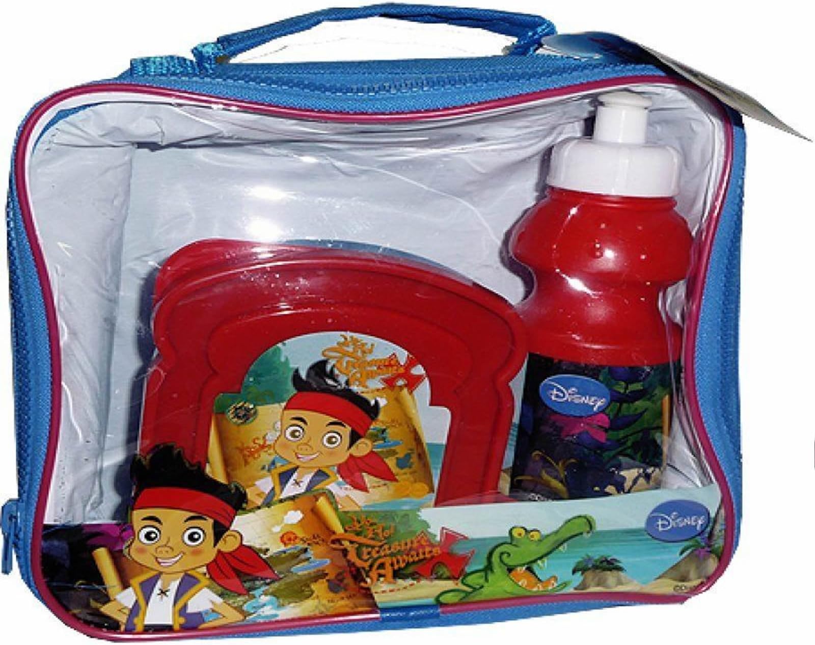 KIDS BOYS GIRLS DISNEY CHARACTER LUNCH PACK SET BAG DRINK BOTTLE & SANDWICH BOX (Jack & Pirates)