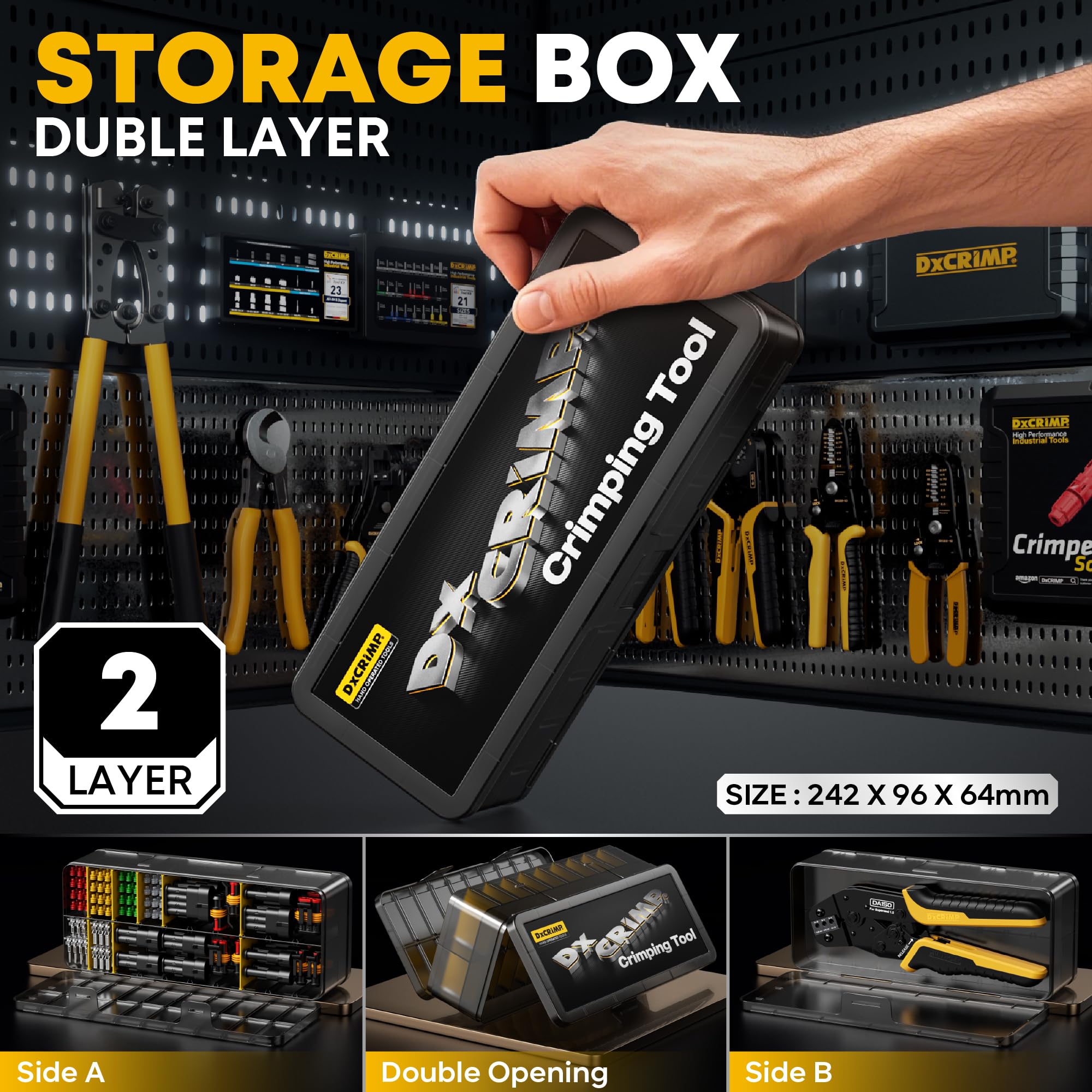 DxCRIMP Kit Crimpatura Auto con Connettori Impermeabili 2.8mm 1,2,3,4 Poli - Pinza a Cricchetto per Terminali 24-14 AWG (0.2-2.5mm²), Include Estrattori e Set Connettori