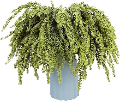 Miniatura 1 de 12 ramas de pino Norfolk de 18 pulgadas, ramas de pino artificiales, ramas de vegetación, tallos de pino de Norfolk para rellenos de jarrones de