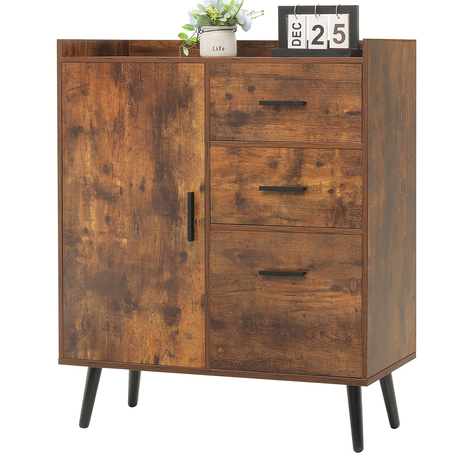 Buy usikey Mid Century Storage with 3 Drawers & 1 Door, Wooden
