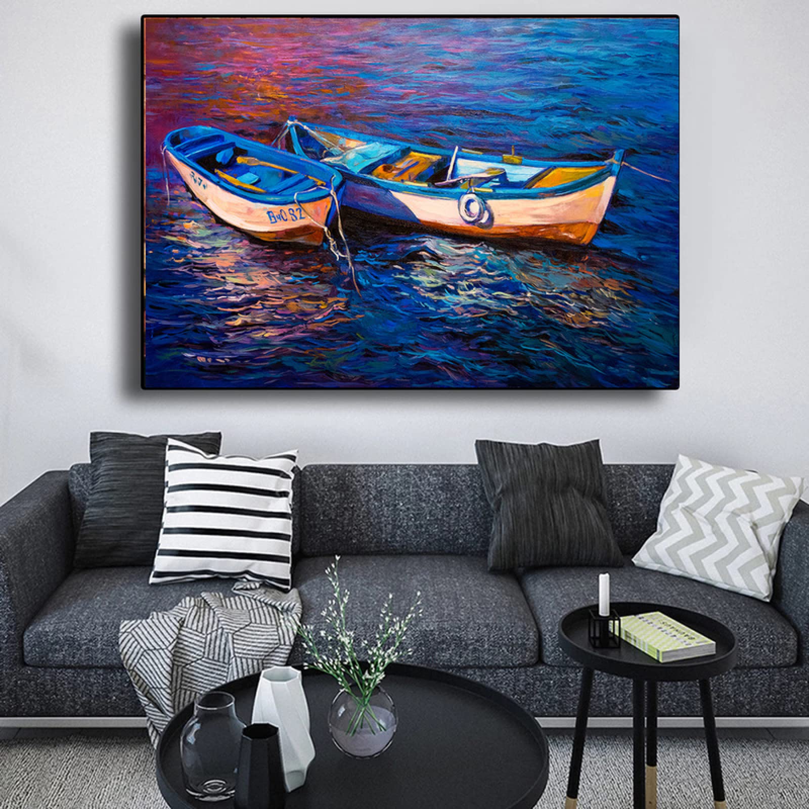 Graffiti akwarela abstrakcyjna łódź obraz na płótnie plakaty i nadruki sztuka ścienna zdjęcia salon dom dekoracja ścienna 60 x 90 cm bez ramy