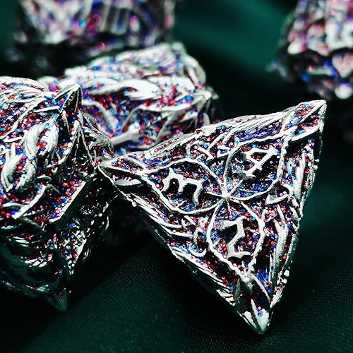 Miniatura 5 de Juego de dados de metal DND Flash Magic Vine Leaf 7 piezas de dados poliédricos D&D aplicables a DunFgeons and Dragons Gift Juego de dados de rol