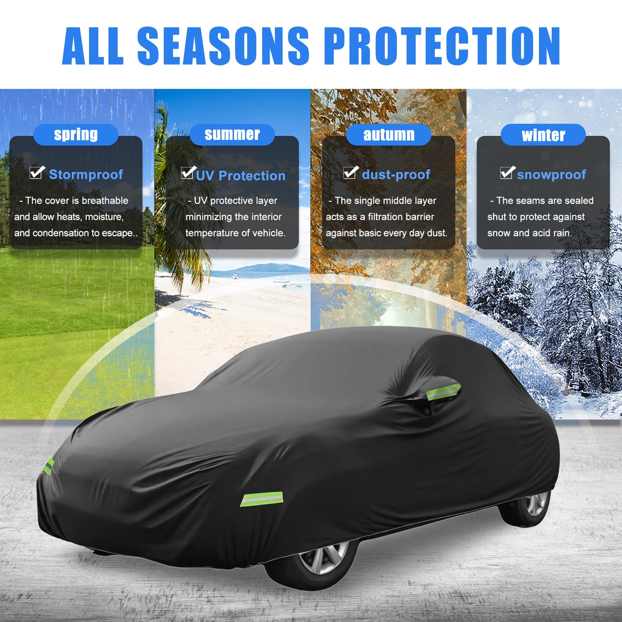 X AUTOHAUX Waterproof Car Cover for Volkswagen New Beetle 1998-2019 Outdoor Full Car Cover All Weather Protection Rain — view 2