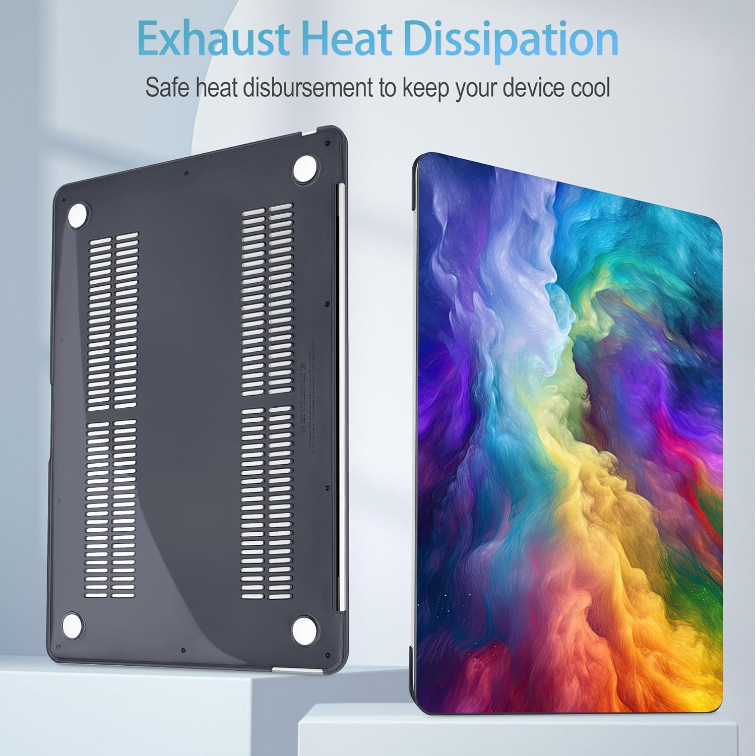 Mektron Case for MacBook Air 13 inch M1 A2337 A2179 A1932,Hard Cover 2018-2021 Air 13-inch with Touch ID, Exclusively Designed Protective Shell with Keyboard Skin+Screen Protector, Rainbow Cosmic - Image 4