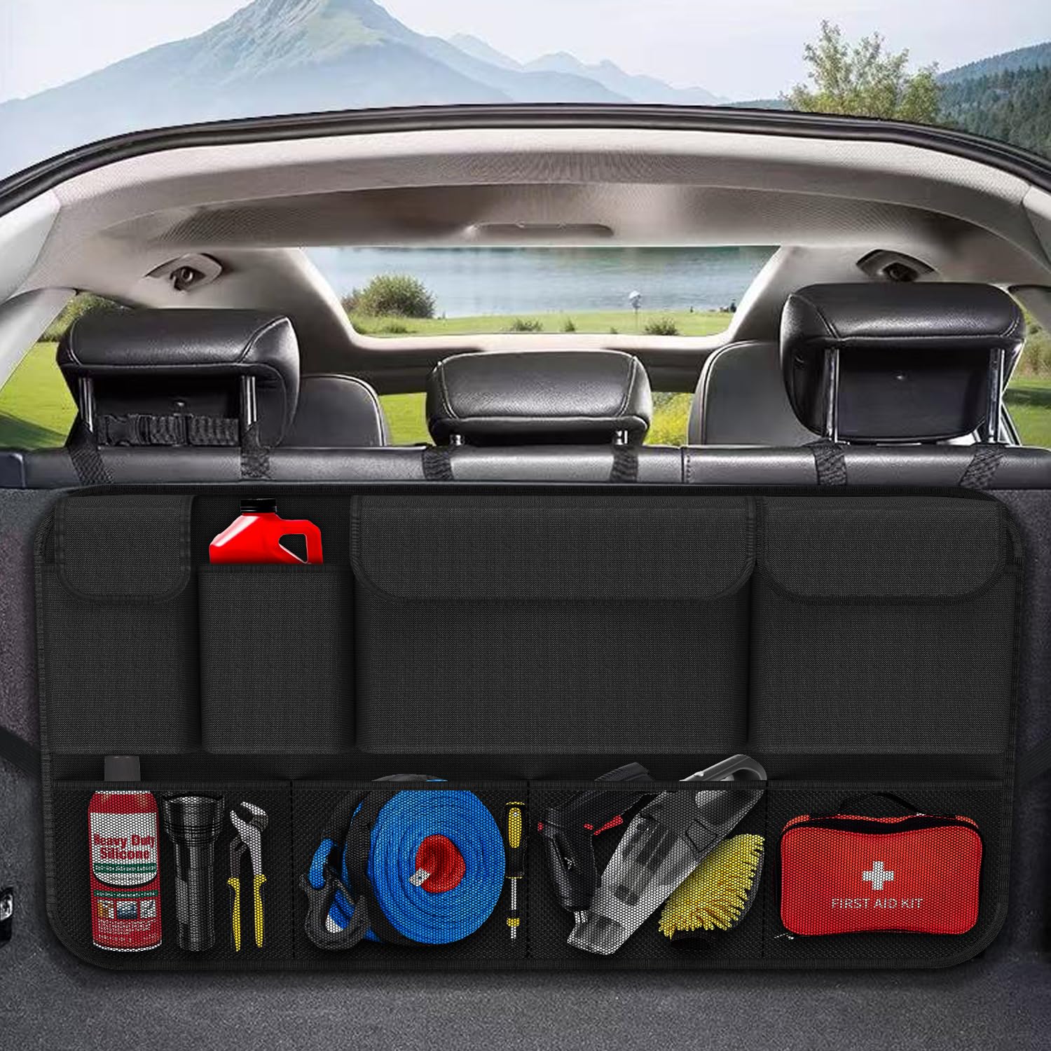 Car Trunk Organizer with 8 Pockets, Large Capacity Storage for SUV/MPV/Truck, Sturdy 36" 20"