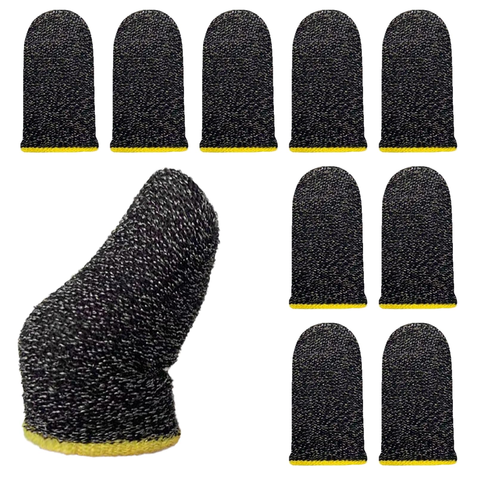 指サック ゲーム coreサック 弾性銀繊維 ゆびさっく荒野 縫い目なし コアサック PUBG 荒野行動 こあさっく Apex 音ゲー 指サックゲーム用 反応が速い 滑り止め ゲーミング指サック 誤操作を防ぐ 弾力性 スマホ 指サック 黄色の縁取り 超高感度 10個入り