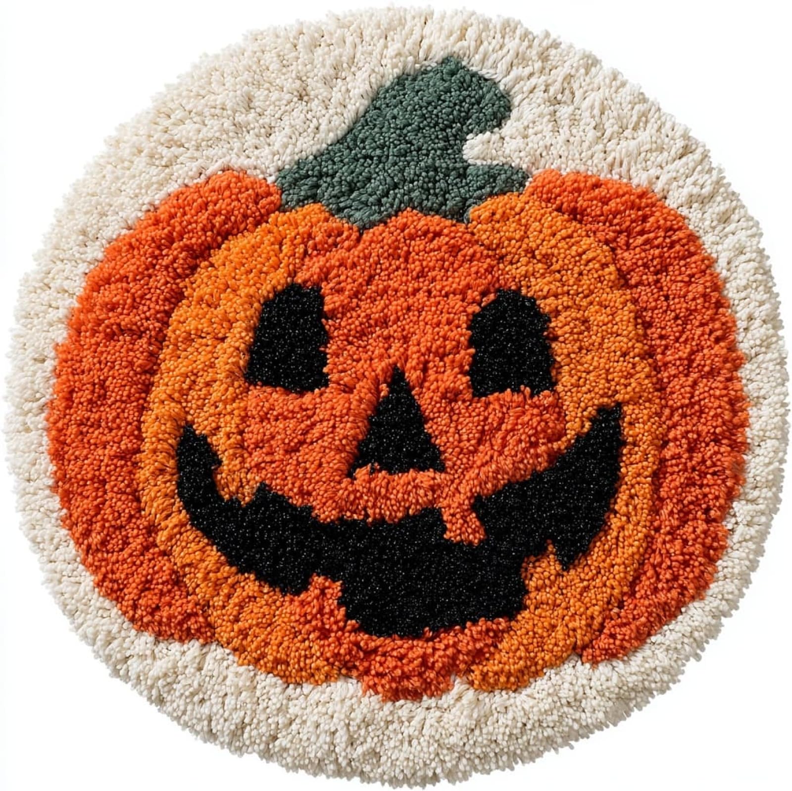 WallustrioaW Latch Hook Rug Carpet Kits for Adult,Pumpkin,DIY Latch Hook Rug Kits with Pre-Printed Pattern,Carpet Handcraft Embroidery for Christmas,50x50cm