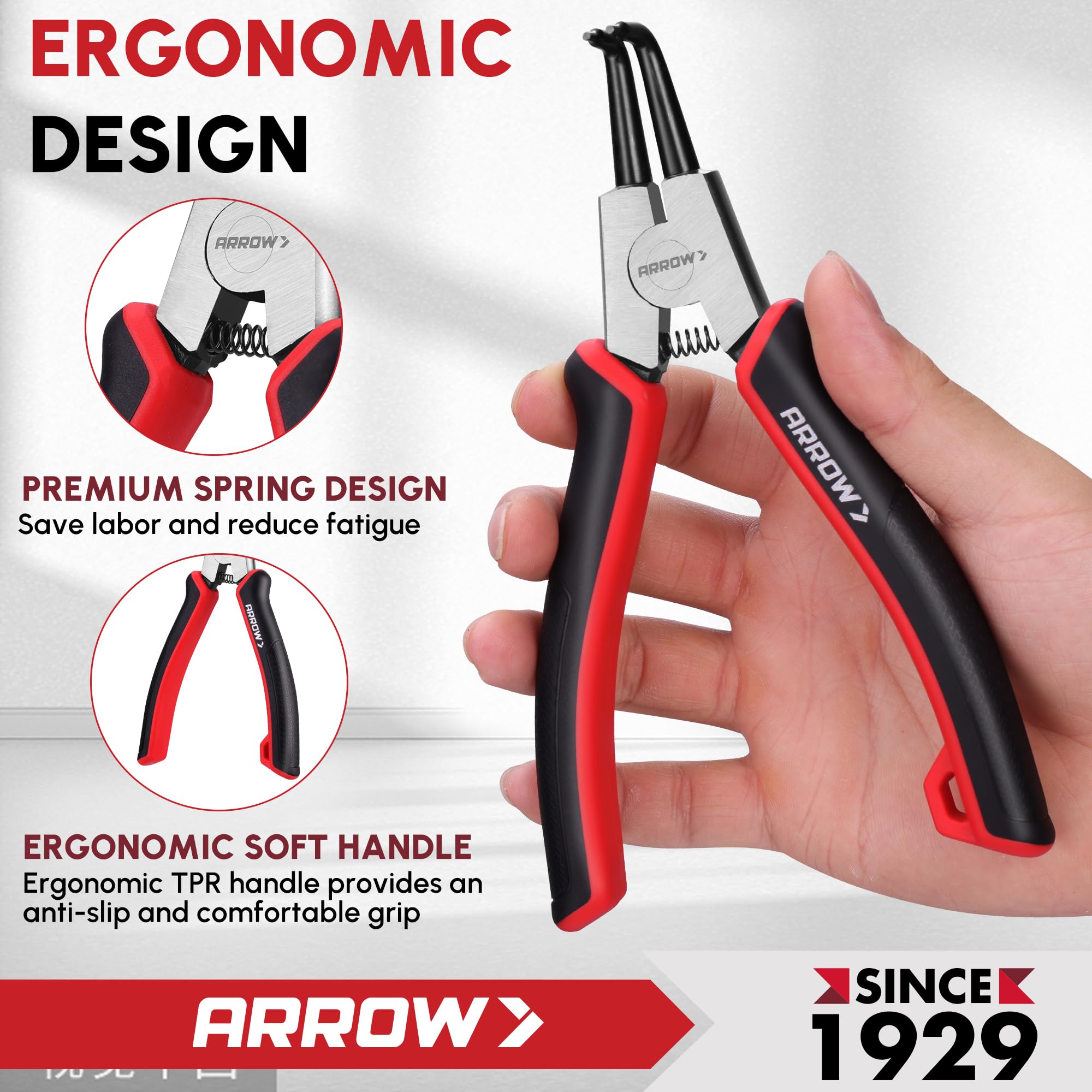 Arrow Snap Ring Pliers Set - 4 Piece Kit -6