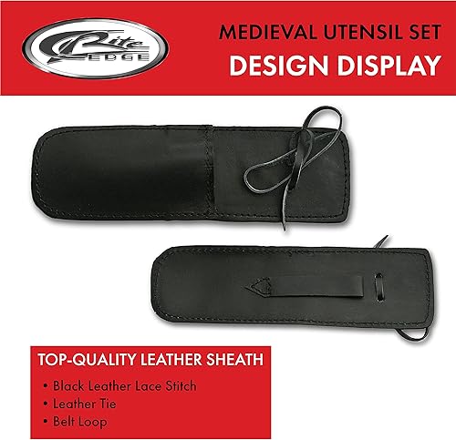 Miniatura 3 de SZCO Supplies 7.25 ""cuchillo tenedor y cuchara medieval juego de utensilios de comer, acero al carbono, multicolor (HS-4406)