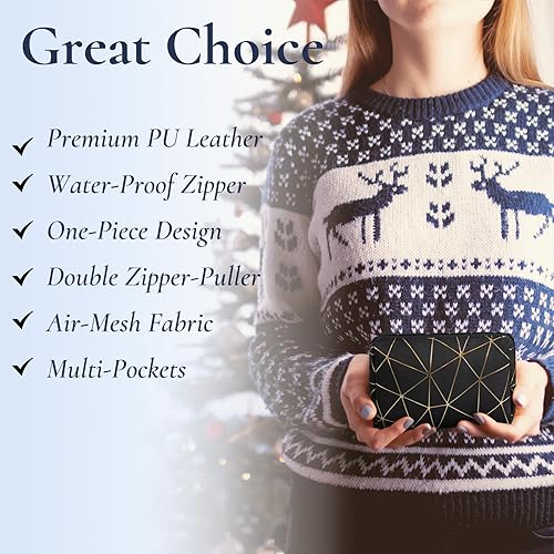 Miniatura 6 de ZENPUNK Bolsa de cosméticos, bolsa de maquillaje impermeable portátil, bolsa de maquillaje para niñas y mujeres, Negro -