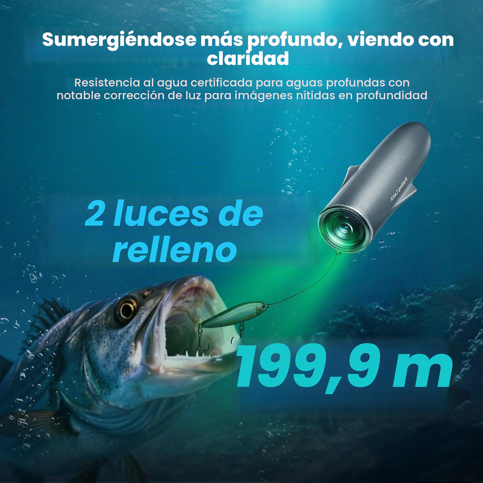 CHASING CamX Cámara de Pesca subacuática, HD 1080P y 136° Ultra Gran Angular, 656 pies ROV Impermeable, detección de Movimiento
