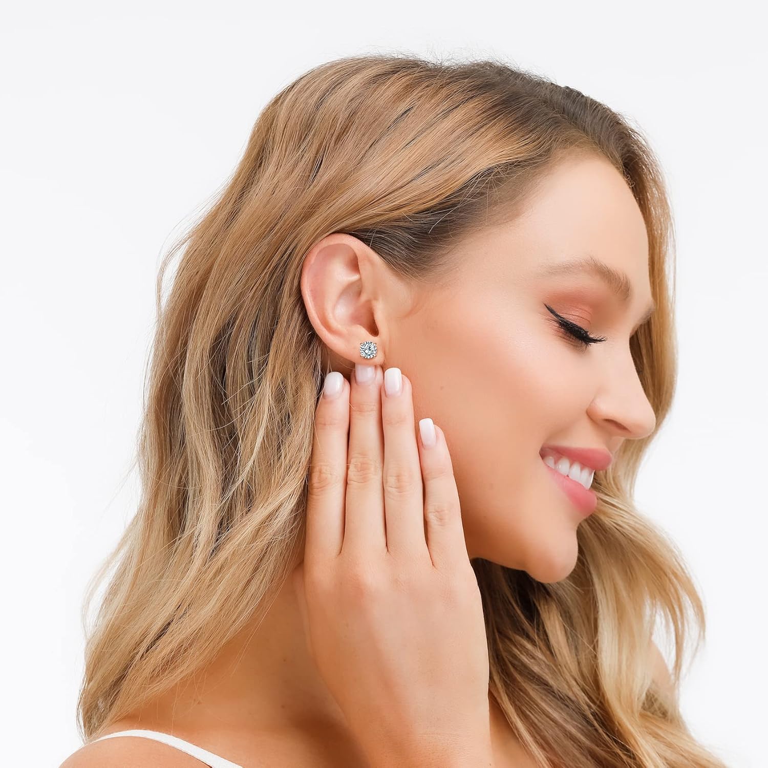 925 Sterling Silver Stud earrings Set | White Gold Plated Hypoallergenic Stud Earrings | Cubic Zirconia Stud Earrings for Women (2mm,3mm,4mm,5mm,6mm,7mm) 8 CZ colors options - Image 6