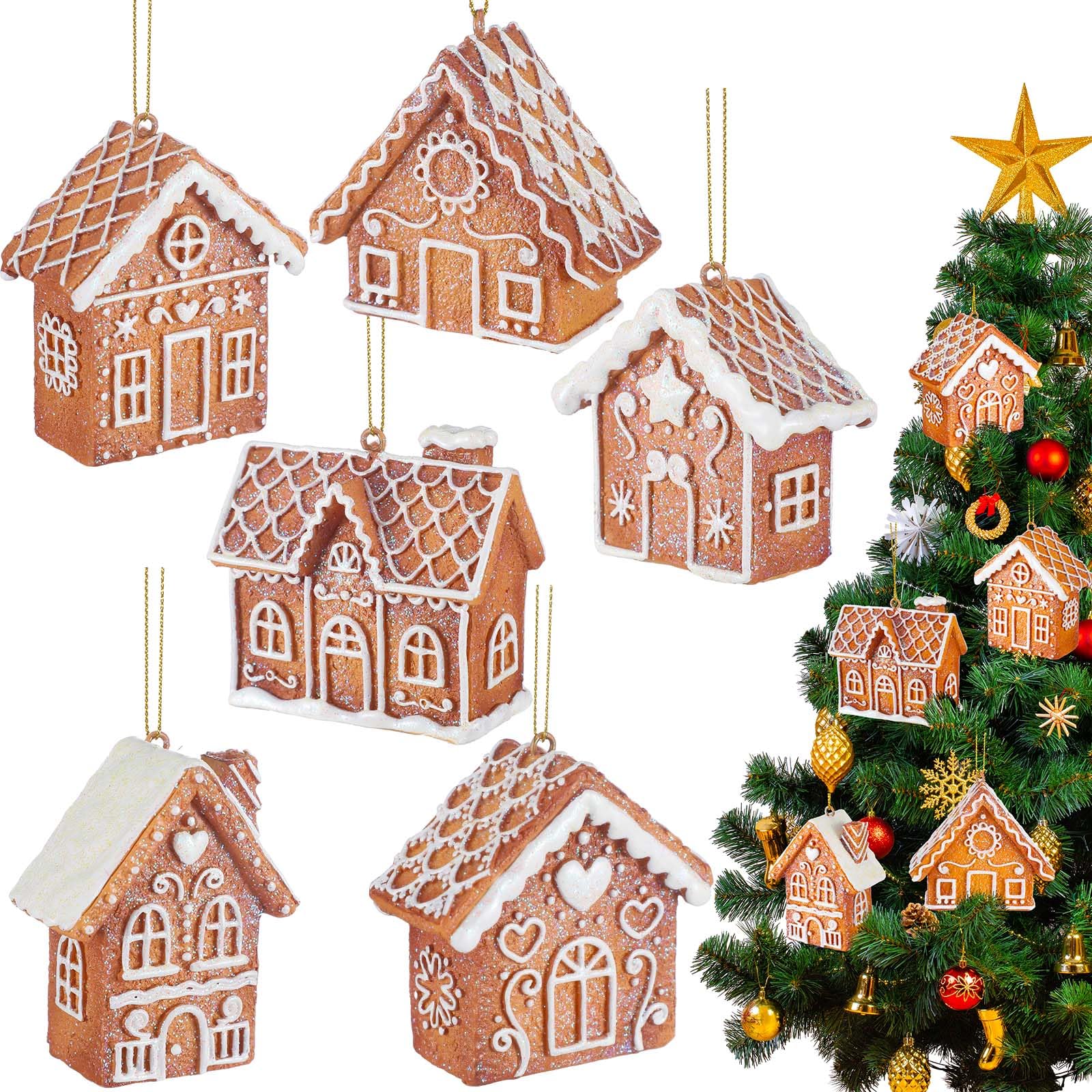 Weysat Christmas Gingerbread House Ornament, 12 Pcs, Classic