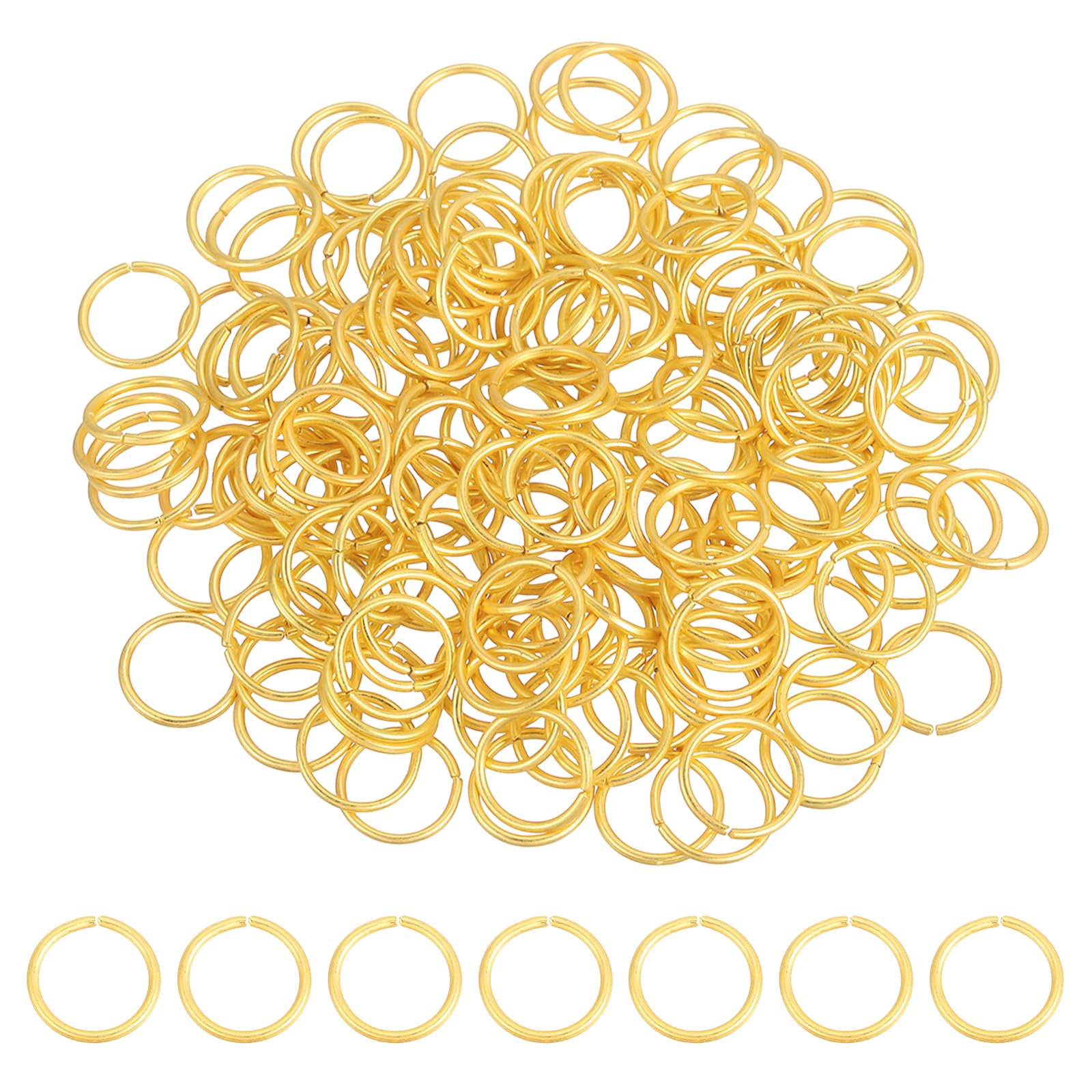 sourcing map 200 Pcs Open Jump Rings, 10mm Split Metal O Ring 1mm Thick Keychains Connector Ring for Jewelry Making DIY Necklaces Bracelet Earrings Craft Making, Matte Gold — image 1