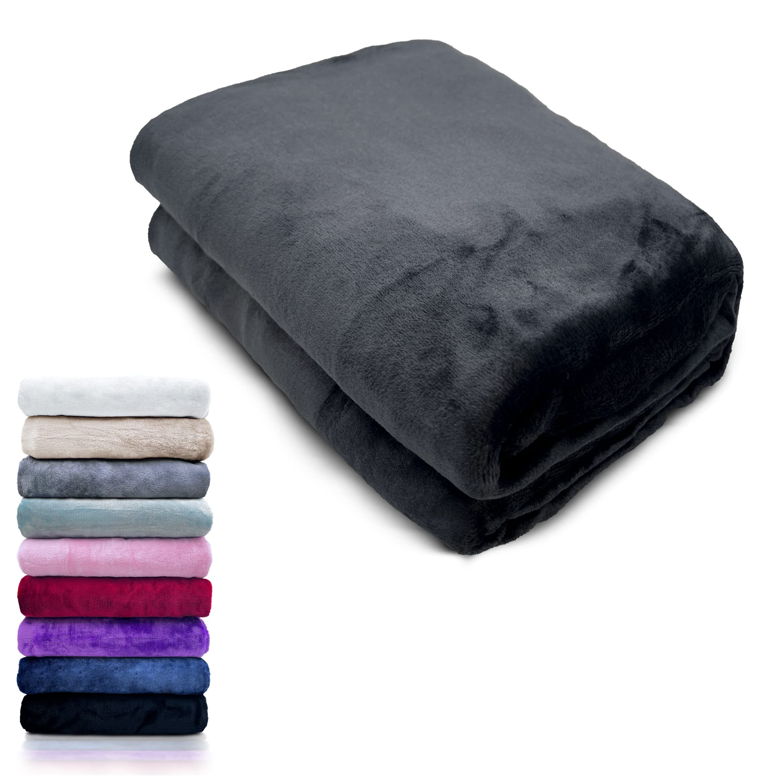 HTE Manta Microfibra Suave para Sofá y Cama, Super Caliente para Adulto y Niño,Sin Arrugas (Negro, 130 x 160 cm)