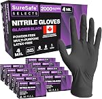 SURESAFE Nitrile Latex Free Disposable Gloves, 4 Mil Black Gloves, For Cooking, Mechanic, Gardening, Cleaning, Tattoo