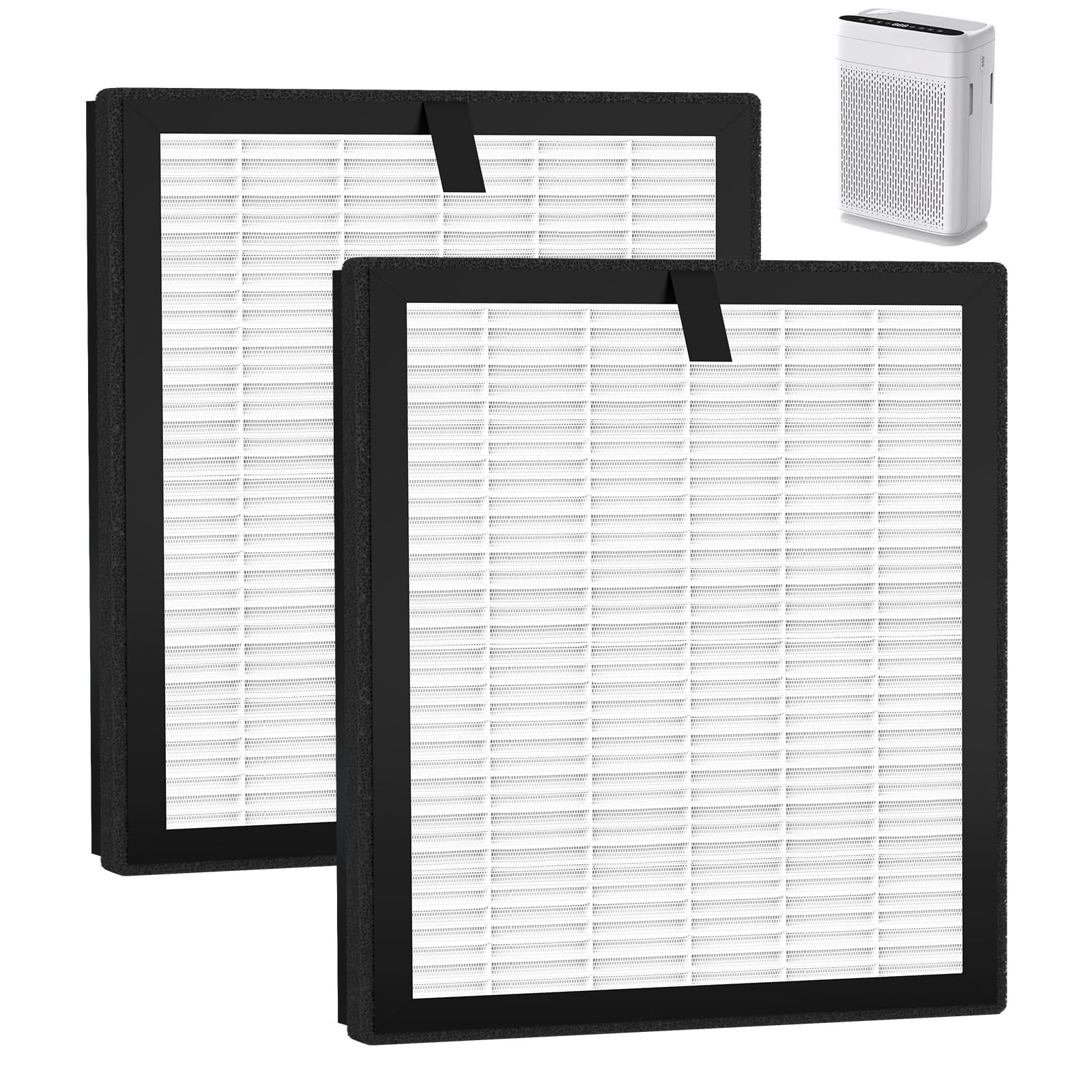 Photo 1 of 2 Pack F1 Replacement Filter Compatible with F1 Hepa Double-Sided Air Filter Purifi-er for Home Large Room Bedroom Up to 2200 Sq Ft Dust Wildfire Smoke, H13 True HEPA and Activated Carbon Filter