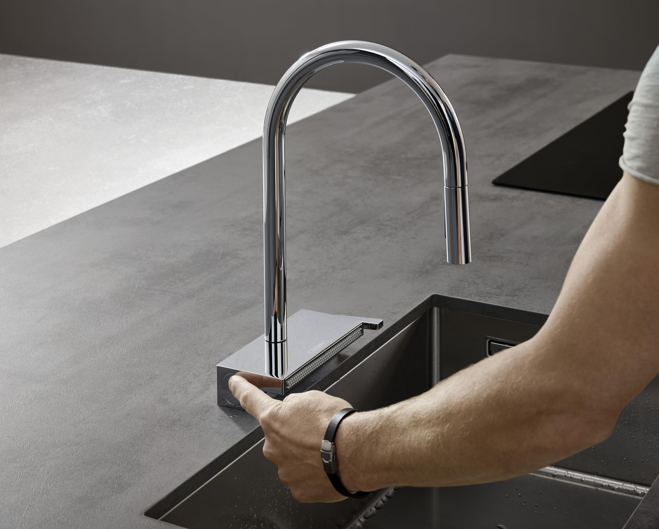 hansgrohe Aquno Select M81 - bateria kuchenna z wyciąganą wylewką, 3 strumieniowa, kran kuchenny z wysokością wylewki 170 mm, armatura kuchenna z obrotową wylewką, chrom, 73837000